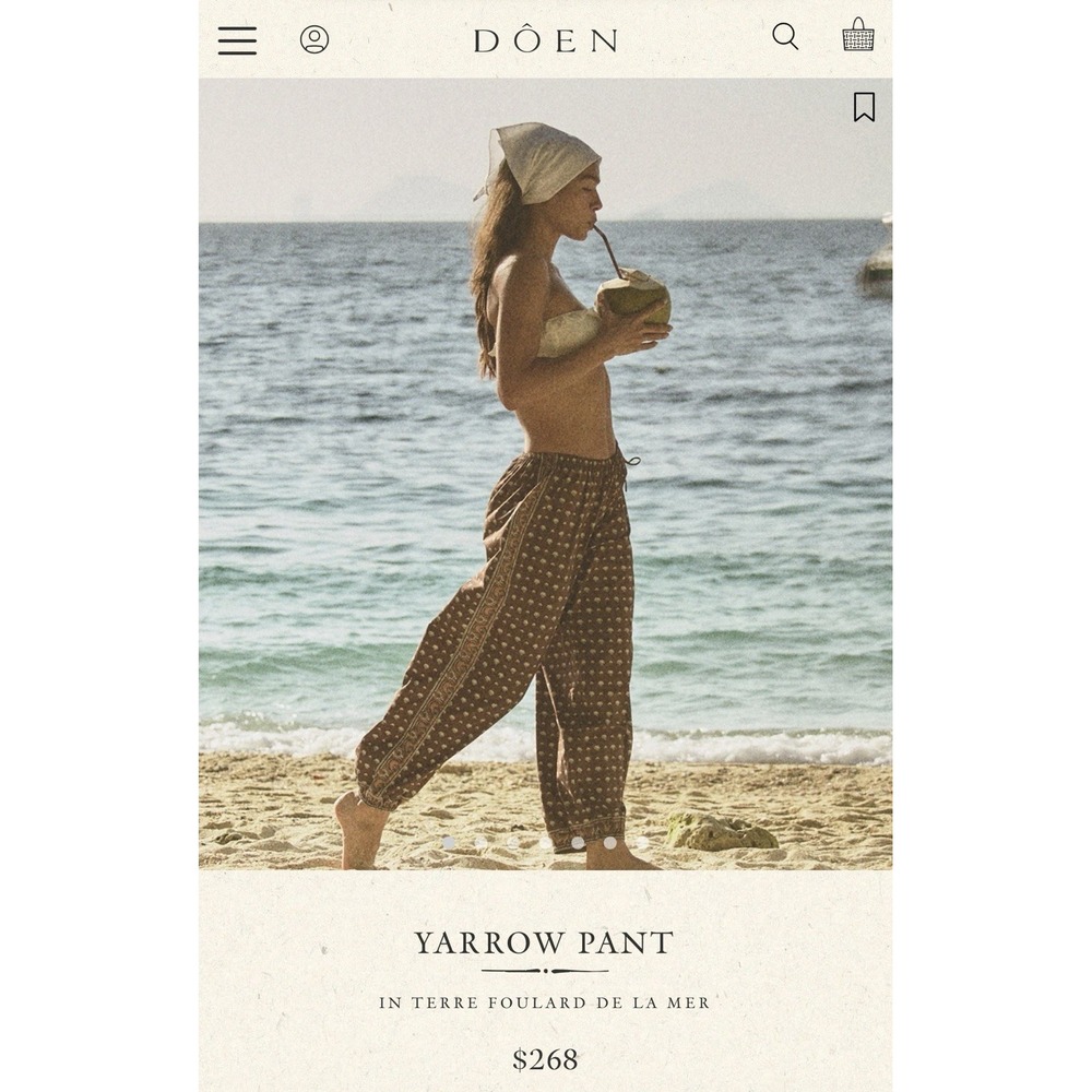 Doen Yarrow Pants Womens XS 100% Organic Cotton Boho Luxury Elastic waist - Picture 2 of 11